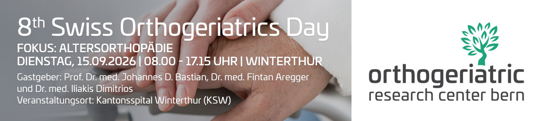 Header Banner für die Konferenz: 8th Swiss Orthogeriatrics Day 2026. Diese geht vom 15. September 2026 bis 15. September 2026.